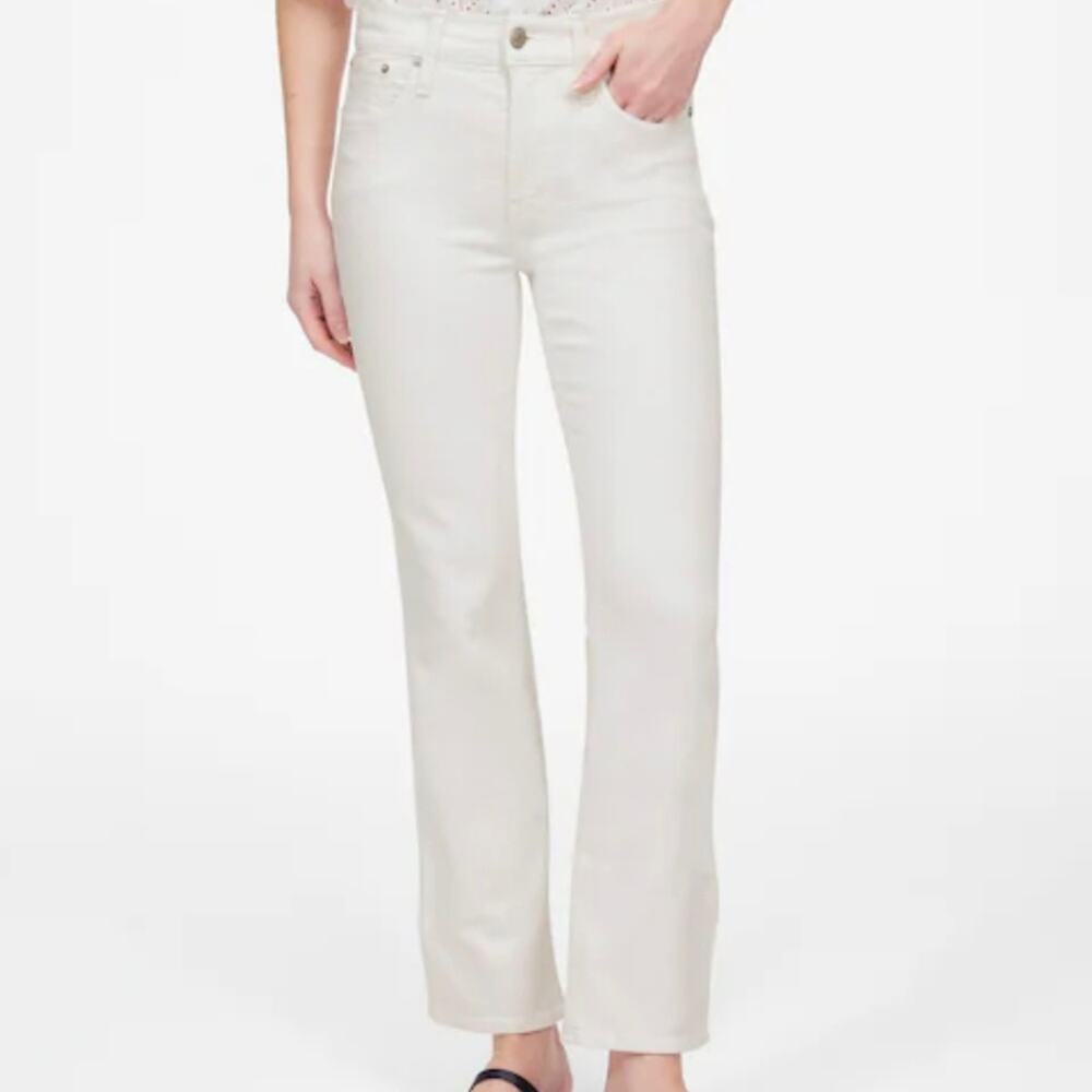 Madewell Pure White Kick Out Crop Flare Stretch Denim Jeans Women's 24 00 NWT